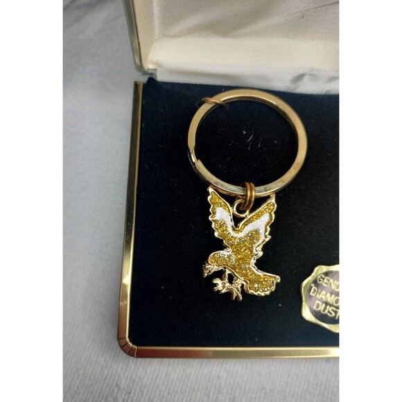 Marquis Genuine Diamond Dust Eagle Key Ring Matching Money Clip Gold Tone Metal - Picture 7 of 15